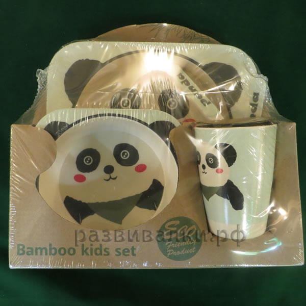 Детская посуда из бамбука "Панда"