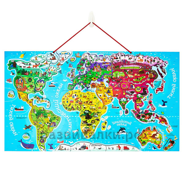 Карта мира с магнитными пазлами
